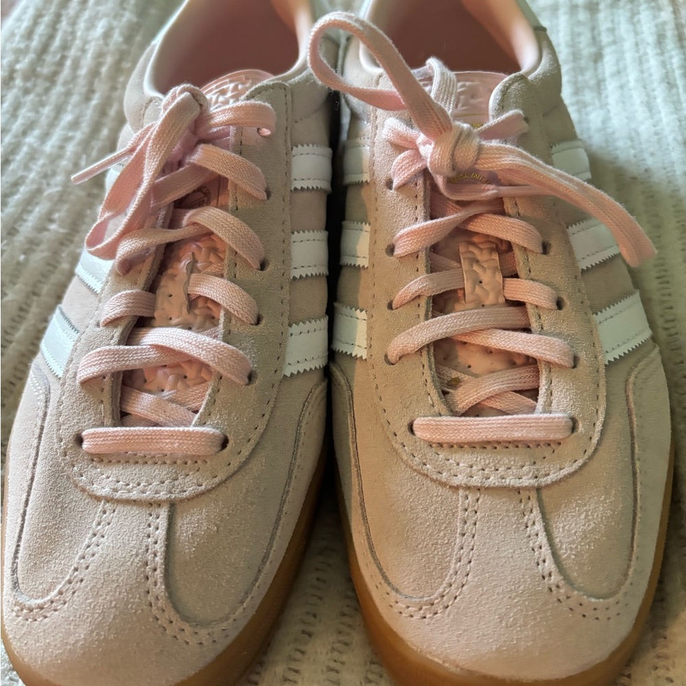 Women's Adidas Gazelle Pink and White Sneakers